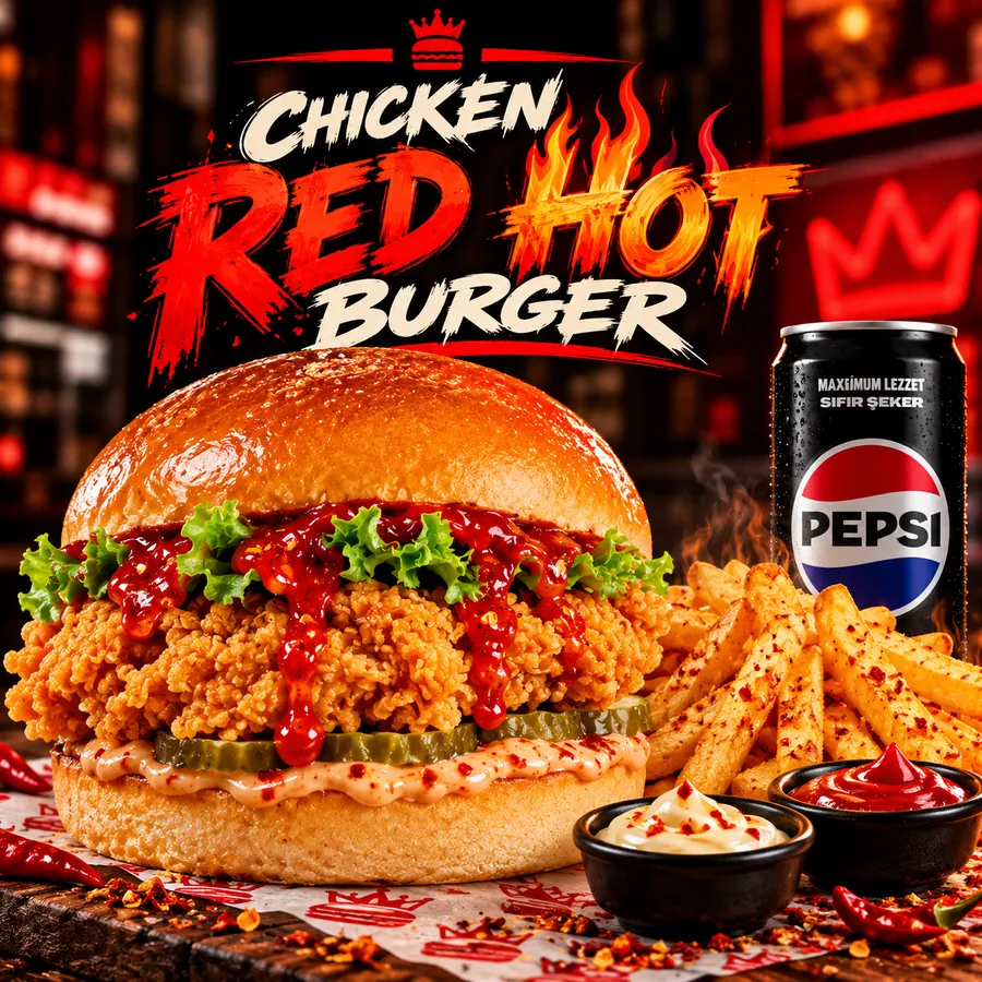 Red Hot Soslu Çıtır Tavuk Burger Menü